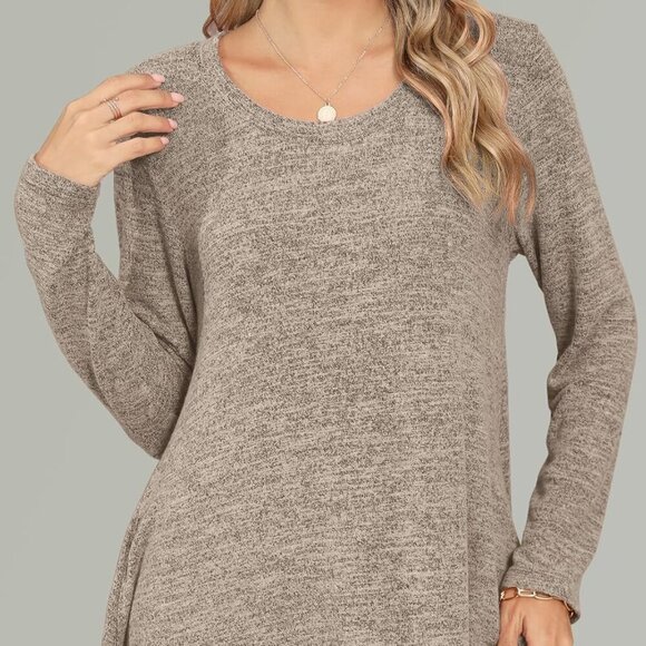 Women Plus Size Sweater Dress Long Sleeve Pockets Casual Fall Winter Tunic - Picture 2 of 7